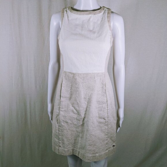Tommy Hilfiger White and Tan Sheath Sleeveless Dress Size 0 - Picture 1 of 6